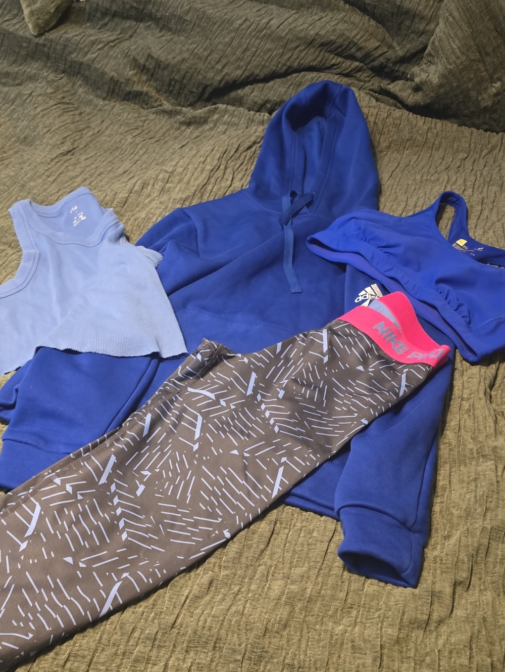 Adidas Royal Blue Hoodie 2 Tops  And Nike Leggings Bundle Great Conditio. S/m